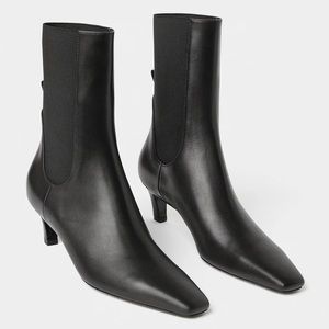 Toteme Mid Heel Boot Black Leather